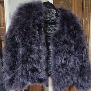 Luxurious Women's Faux Fur Jacket - Deep Purple